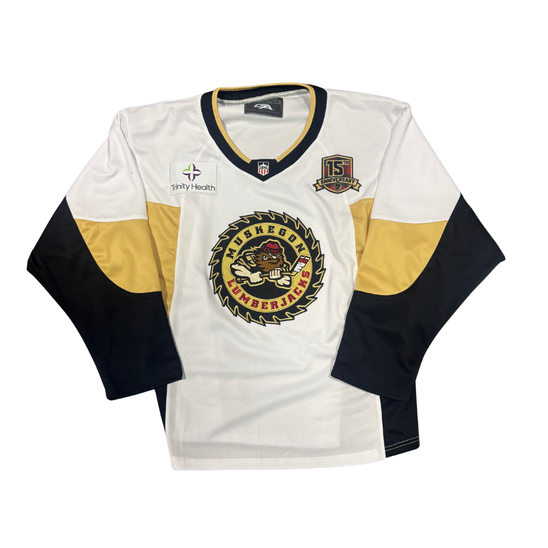 YOUTH White Muskegon Lumberjacks Replica Jersey