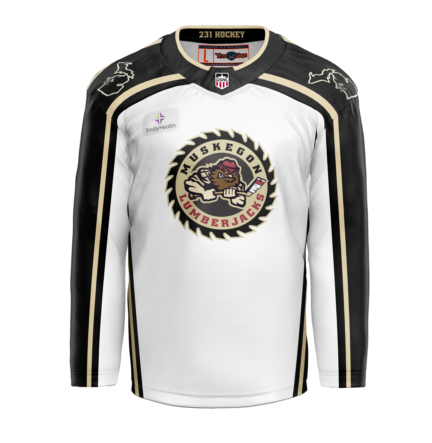 2026-2027 Muskegon Lumberjacks White Replica Jersey