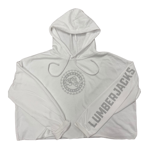 Cropped White Sawblade Hoodie